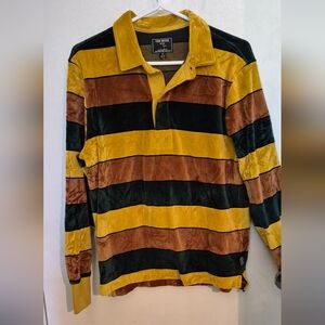 Todd Snyder  Velour Striped Long Sleeve Polo Shirt Sz.S